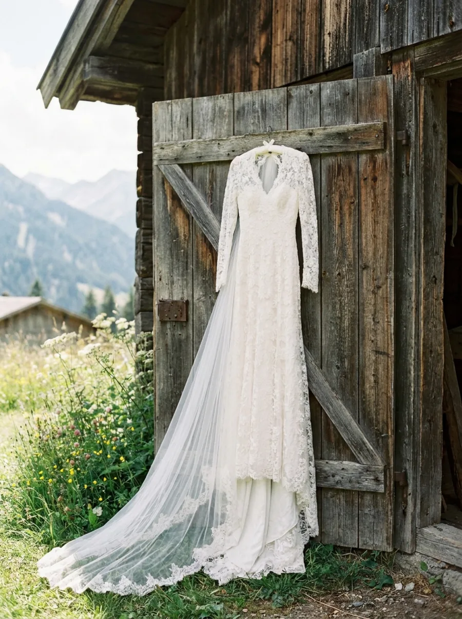 Hochzeitsfotograf Salzburg — Brautkleid am Hochzeitsmorgen