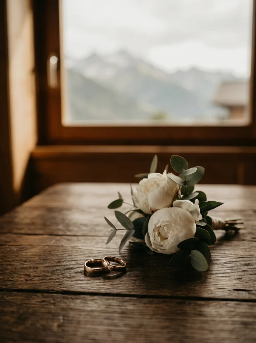 Hochzeitsfotografie Salzburg — Ringe und Brautstrauß