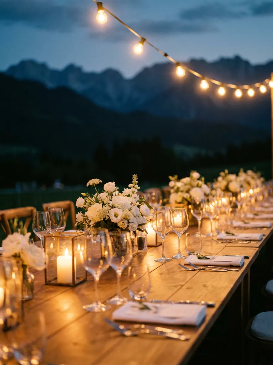 Hochzeitsfeier im Salzburger Land — Abendstimmung
